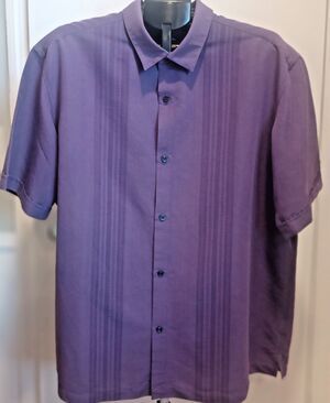 2XL Claiborne Cubavera Style Shirt Men Purple Resort Cruise Cabana Guayabera